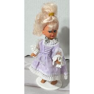 Vintage 1995 Kid‎ Kore Small Blonde Doll Lavender Lace Dress 5 inch